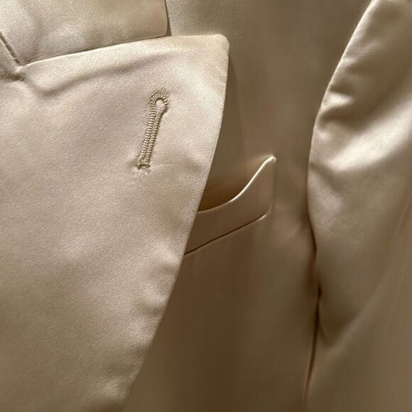 Helsa Womens M Oversized Blazer Jacket White Satin Minimalist Contemporary Chic - Picture 12 of 12